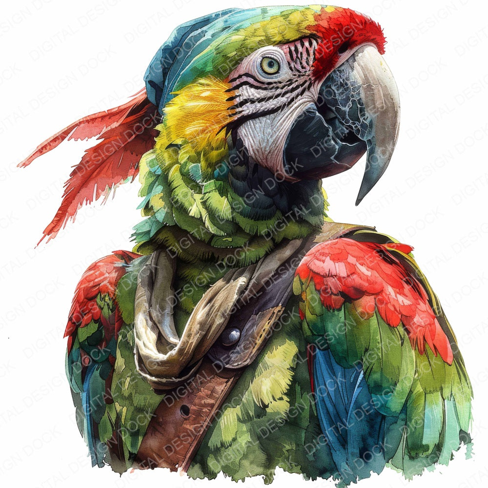 Pirates Parrot fussy cut sheet in A4 format showing all 12 designs on one printable page