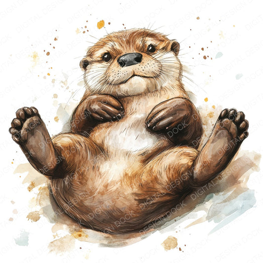 Playful Otter fussy cut sheet in A4 format showing all 12 designs on one printable page
