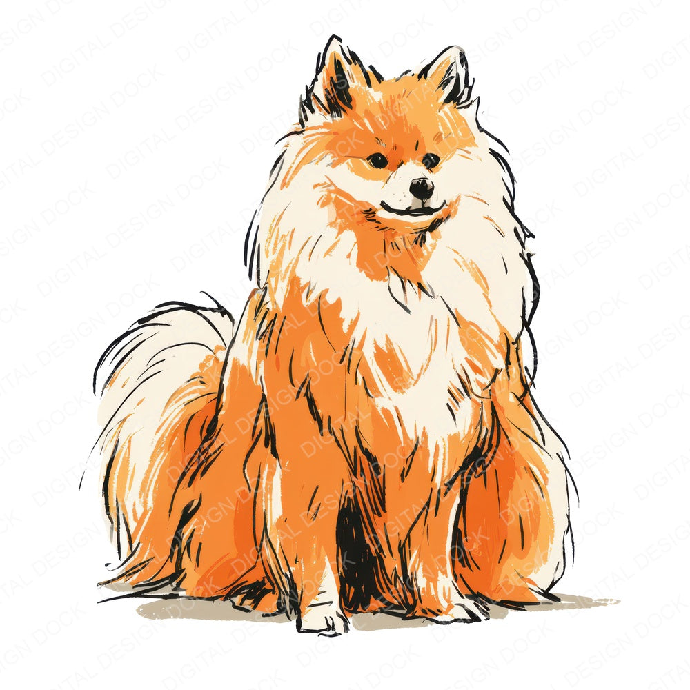 Another Pomeranian Watercolour Dog design shown full size