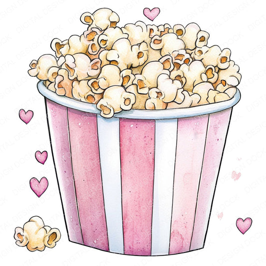 Popcorn Love B fussy cut sheet in A4 format showing all 12 designs on one printable page