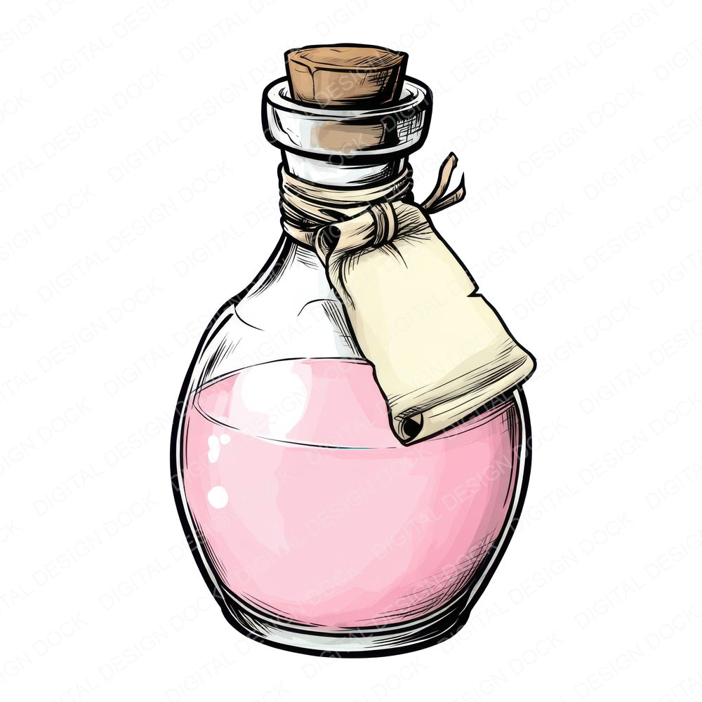 Potion Bottle Banner fussy cut sheet in A4 format showing all 12 designs on one printable page