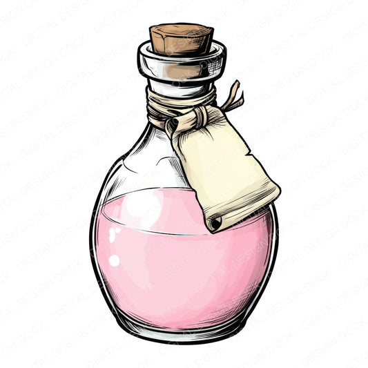 Potion Bottle Banner fussy cut sheet in A4 format showing all 12 designs on one printable page
