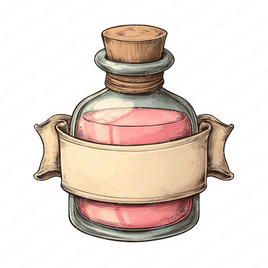 Potion Bottle Front Banner fussy cut sheet in A4 format showing all 12 designs on one printable page