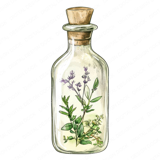 Potion Bottle with Herbs fussy cut sheet in A4 format showing all 12 designs on one printable page