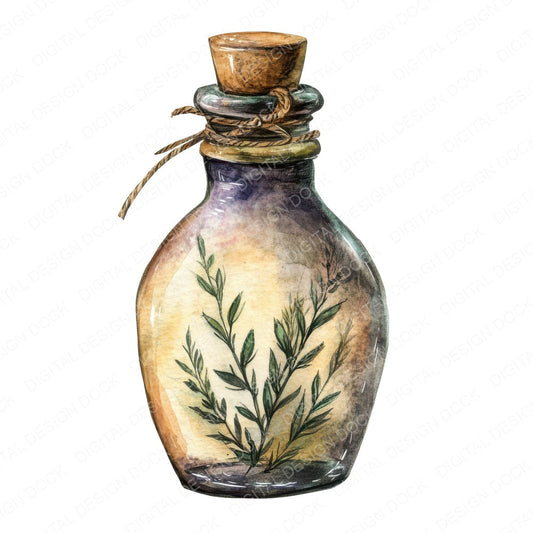 Potion Bottle with Herbs fussy cut sheet in US Letter format showing all 12 designs on one printable page