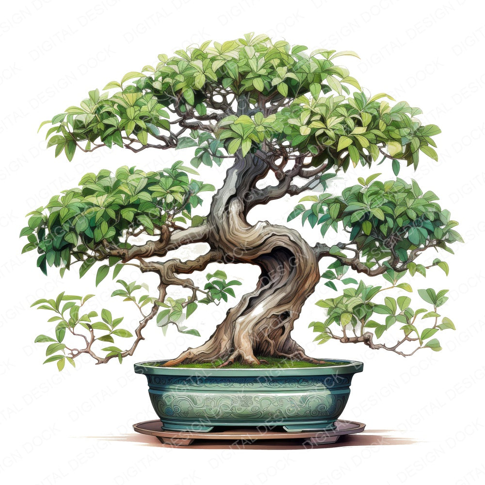 Potted Bonsai Tree fussy cut sheet in A4 format showing all 12 designs on one printable page