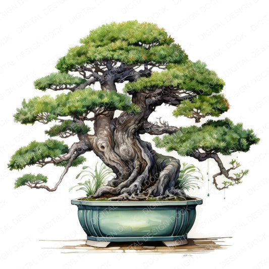 Potted Bonsai Tree fussy cut sheet in US Letter format showing all 12 designs on one printable page