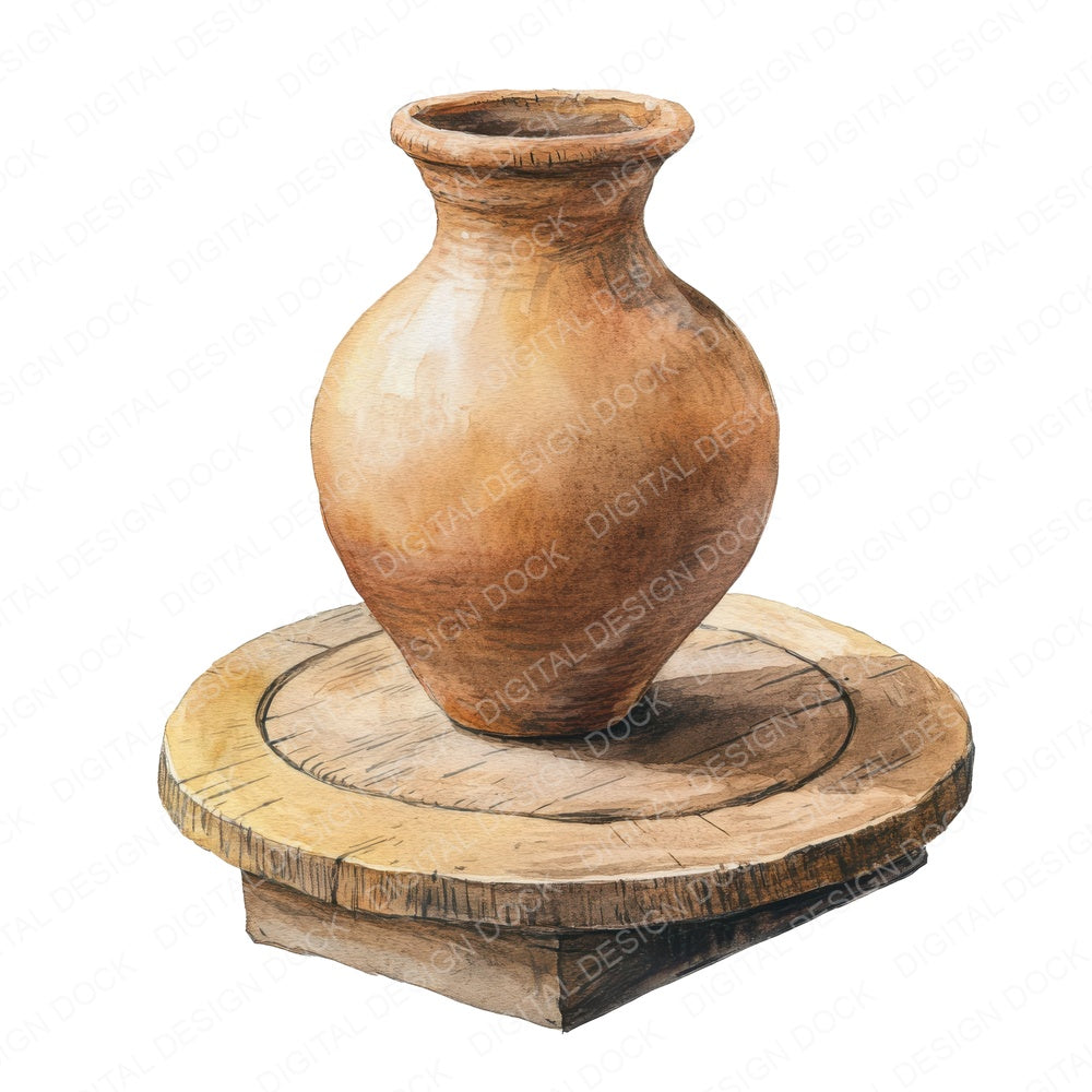 Pottery Wheel Vase fussy cut sheet in US Letter format showing all 12 designs on one printable page