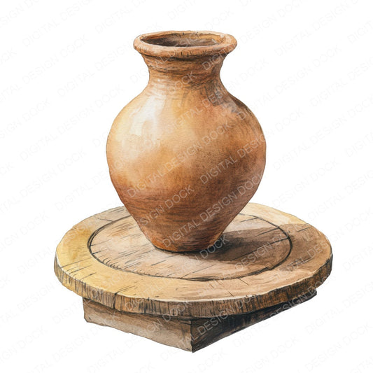 Pottery Wheel Vase fussy cut sheet in US Letter format showing all 12 designs on one printable page