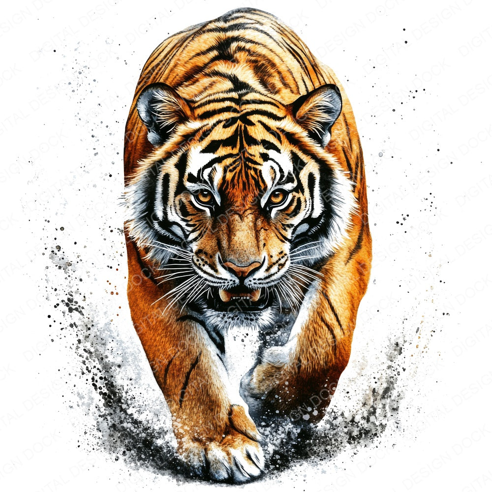 Pouncing Tiger fussy cut sheet in A4 format showing all 12 designs on one printable page