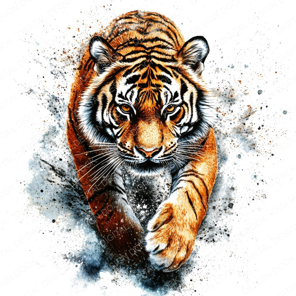 Pouncing Tiger fussy cut sheet in US Letter format showing all 12 designs on one printable page