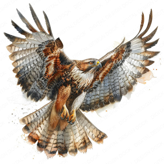 Powerful Hawk fussy cut sheet in A4 format showing all 12 designs on one printable page