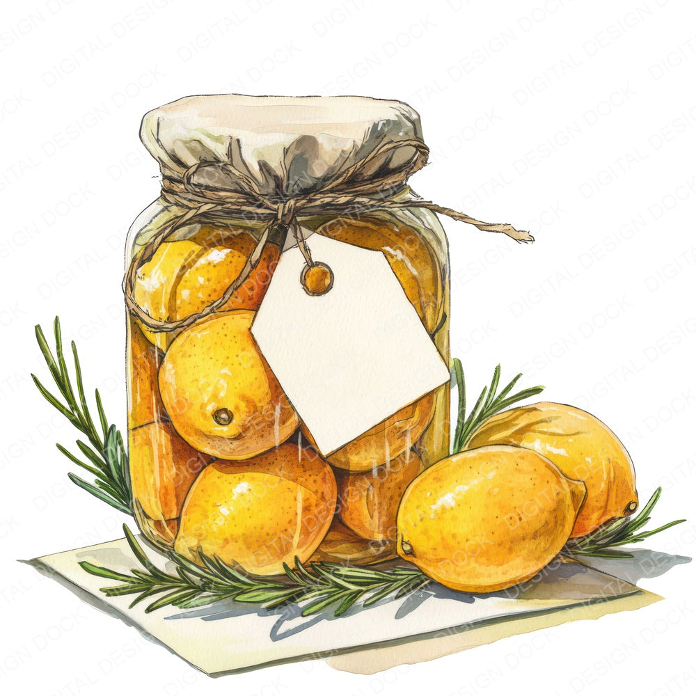Preserved Lemons in Jar fussy cut sheet in A4 format showing all 12 designs on one printable page
