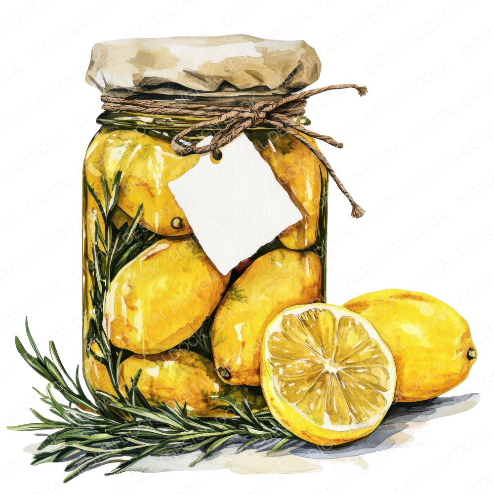 Preserved Lemons in Jar fussy cut sheet in US Letter format showing all 12 designs on one printable page