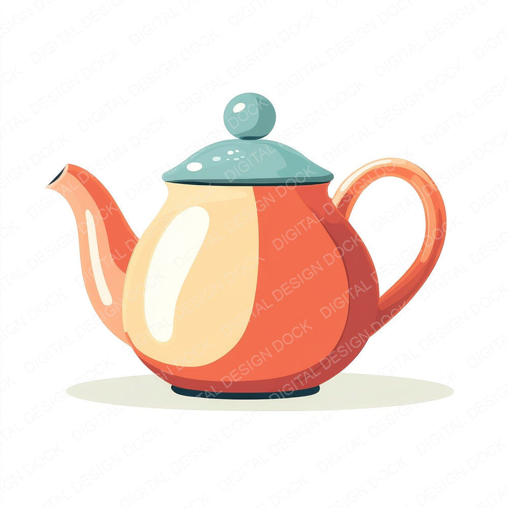 Pretty Tea Pot fussy cut sheet in A4 format showing all 12 designs on one printable page