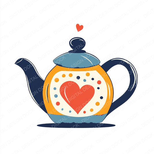 Pretty Tea Pot fussy cut sheet in US Letter format showing all 12 designs on one printable page
