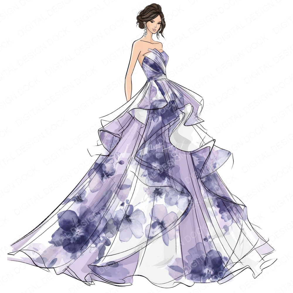 Princess Ball Gown fussy cut sheet in A4 format showing all 12 designs on one printable page