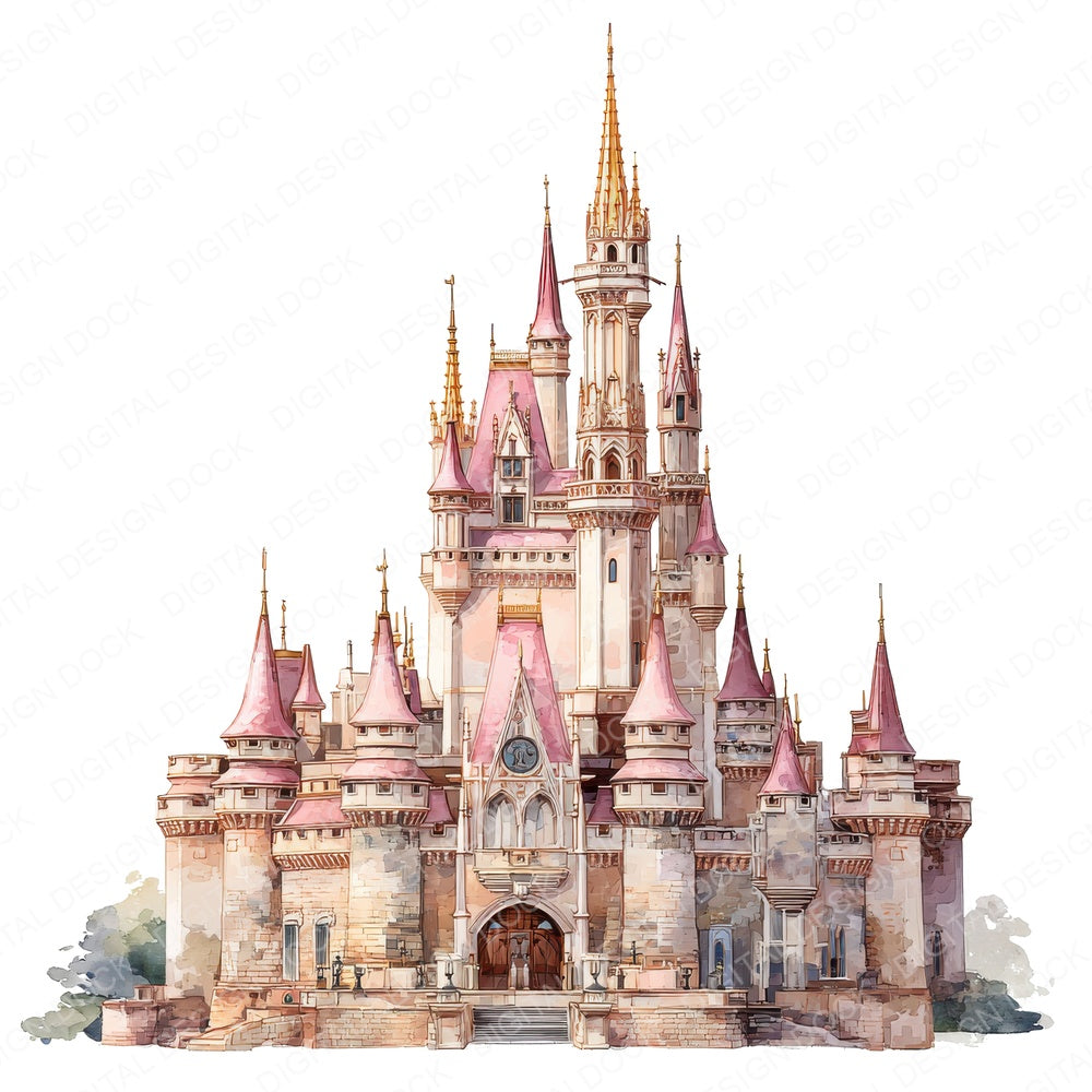 Princess Castle fussy cut sheet in A4 format showing all 12 designs on one printable page