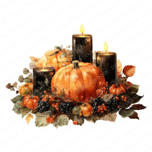 Pumpkin Candle Halloween Centrepiece fussy cut sheet in US Letter format showing all 12 designs on one printable page