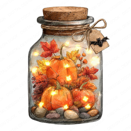 Pumpkin Glow Halloween Jar fussy cut sheet in A4 format showing all 12 designs on one printable page