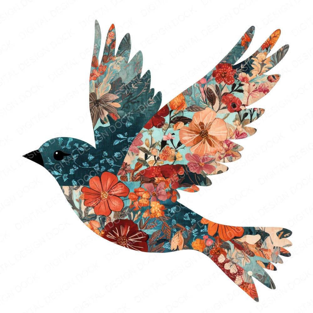 Quilt Pattern Bird fussy cut sheet in A4 format showing all 12 designs on one printable page