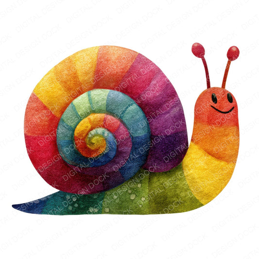Rainbow Shell Snail fussy cut sheet in US Letter format showing all 12 designs on one printable page
