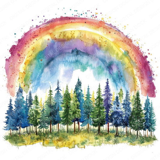 Rainbow over a Forest Clipart Set (DDD006388)