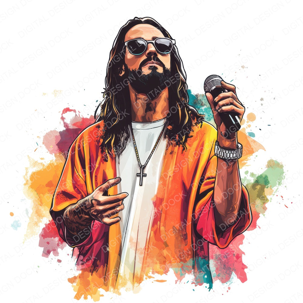 Rapper Jesus fussy cut sheet in A4 format showing all 12 designs on one printable page