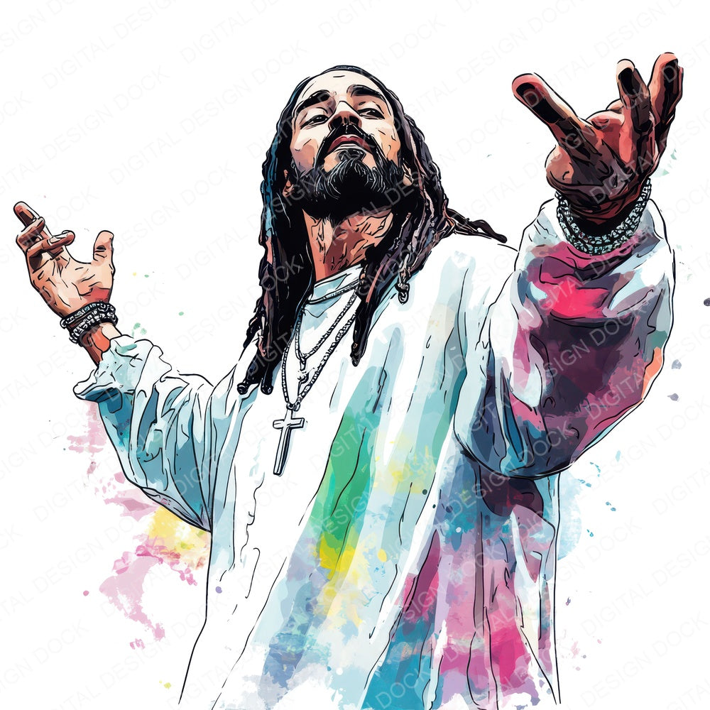 Rapper Jesus fussy cut sheet in US Letter format showing all 12 designs on one printable page