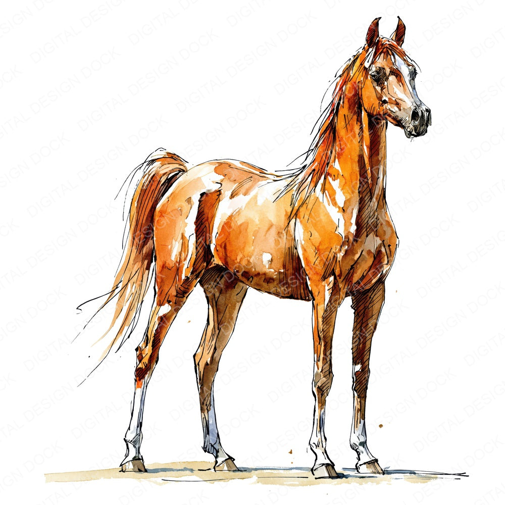 Realistic Arabian Horse Clipart Set (DDD013693)