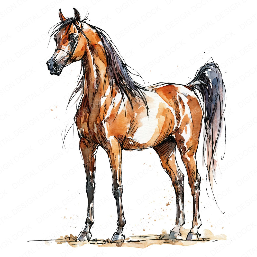 Realistic Arabian Horse Fussy Cut Sheets (DDD013713)