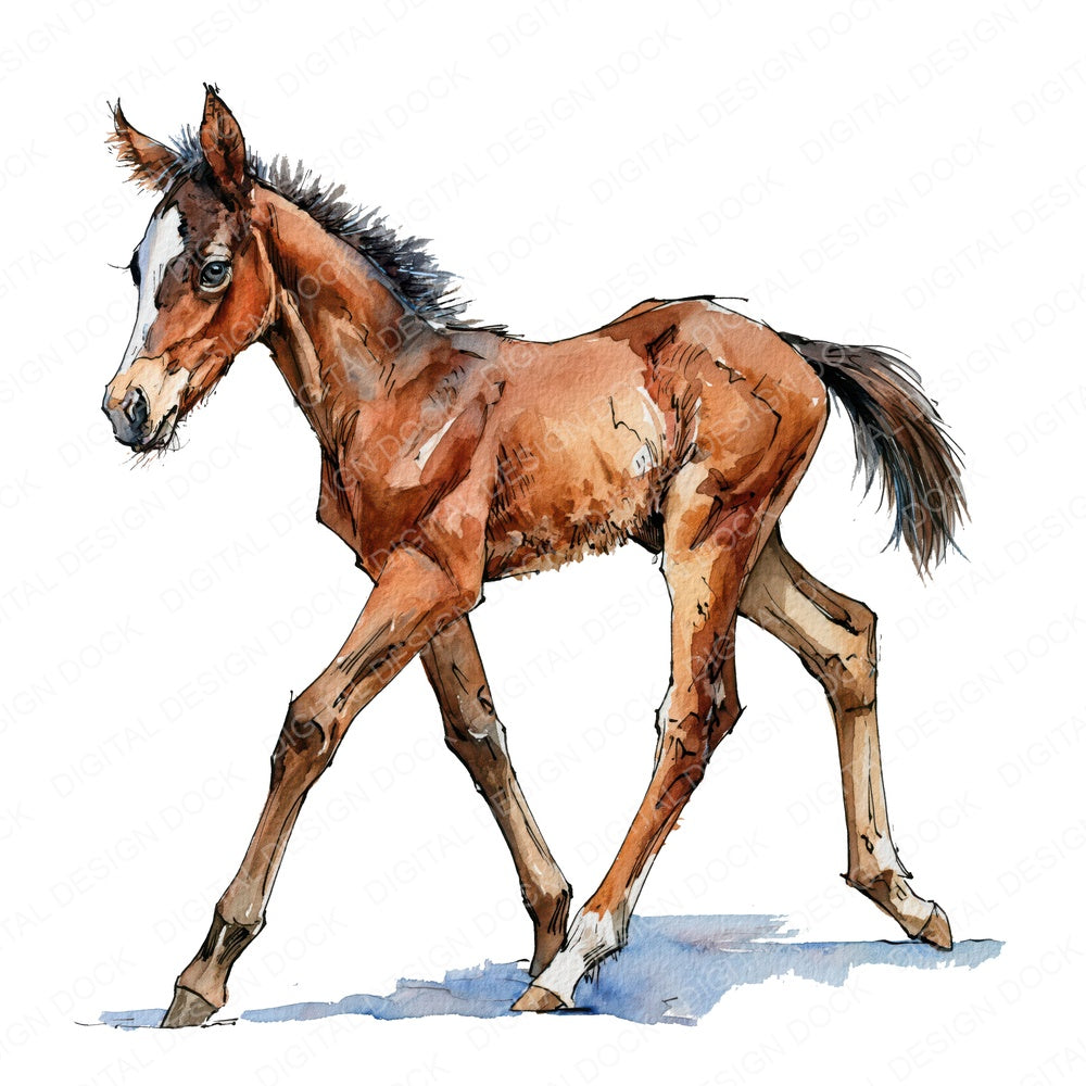 Realistic Baby Horse Foal Clipart Set (DDD013730)