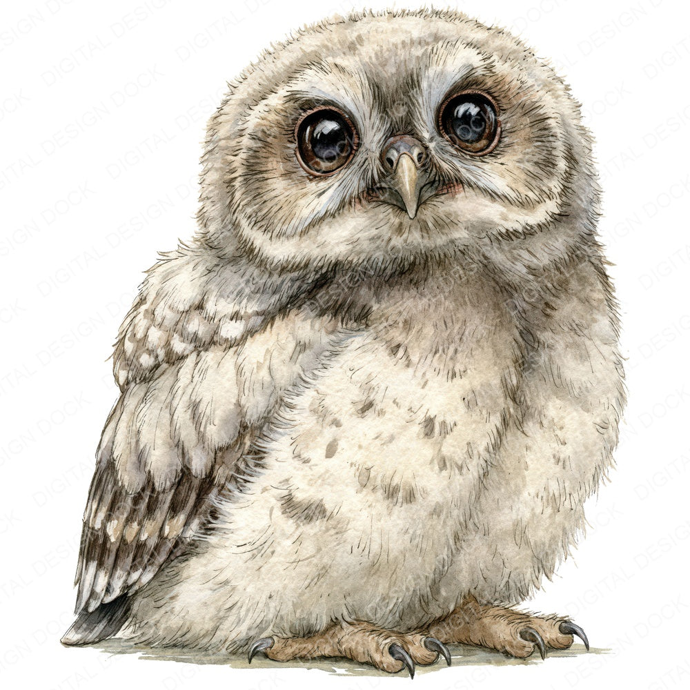 Realistic Baby Owlet Clipart Set (DDD013732)