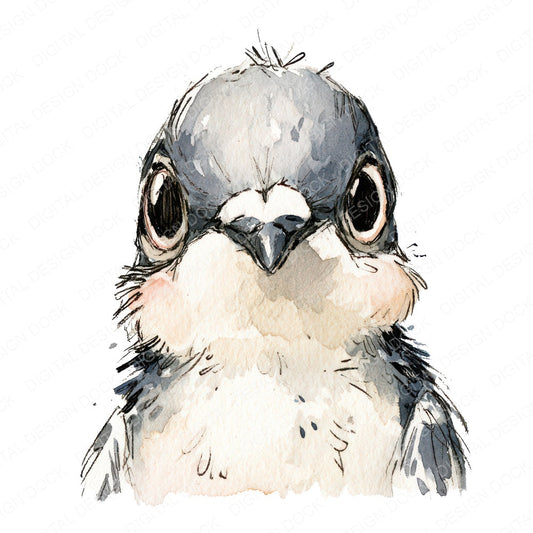 Realistic Baby Pigeon Squab Clipart Set (DDD013733)