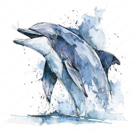 Realistic Bottlenose Dolphin Clipart Set (DDD013695)