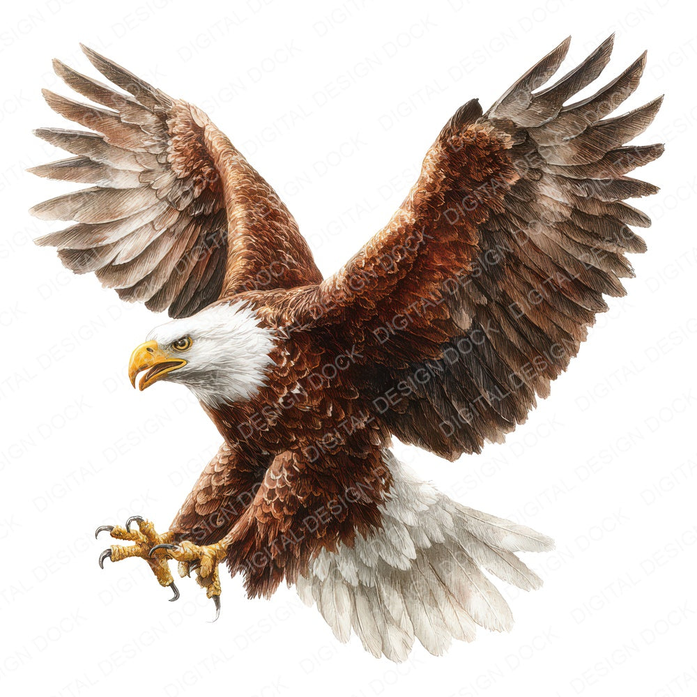 Realistic Eagle Illustration Clipart Set (DDD008850)