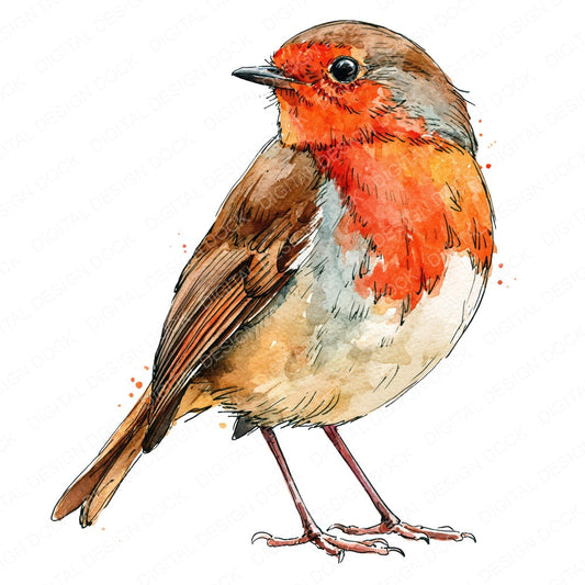 Realistic European Robin Clipart Set (DDD013697)