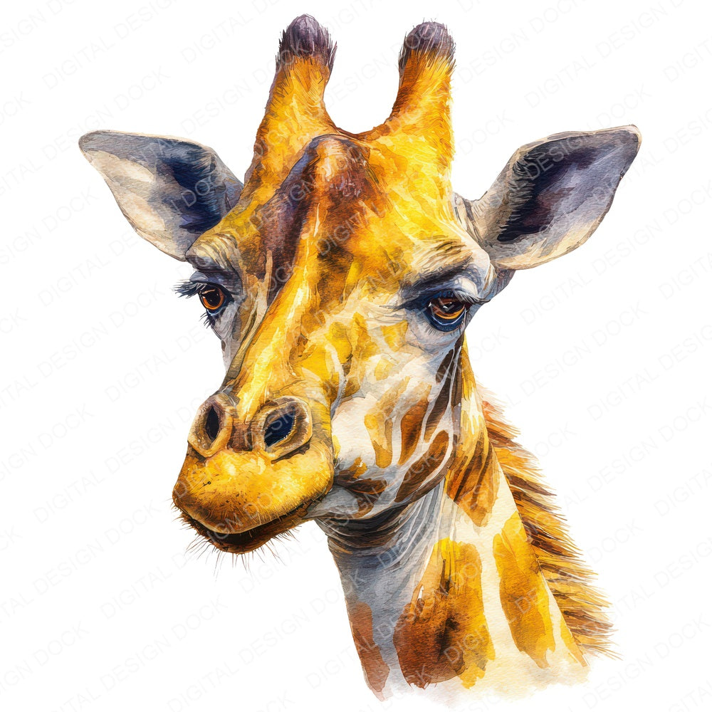 Realistic Giraffe Illustration fussy cut sheet in A4 format showing all 12 designs on one printable page