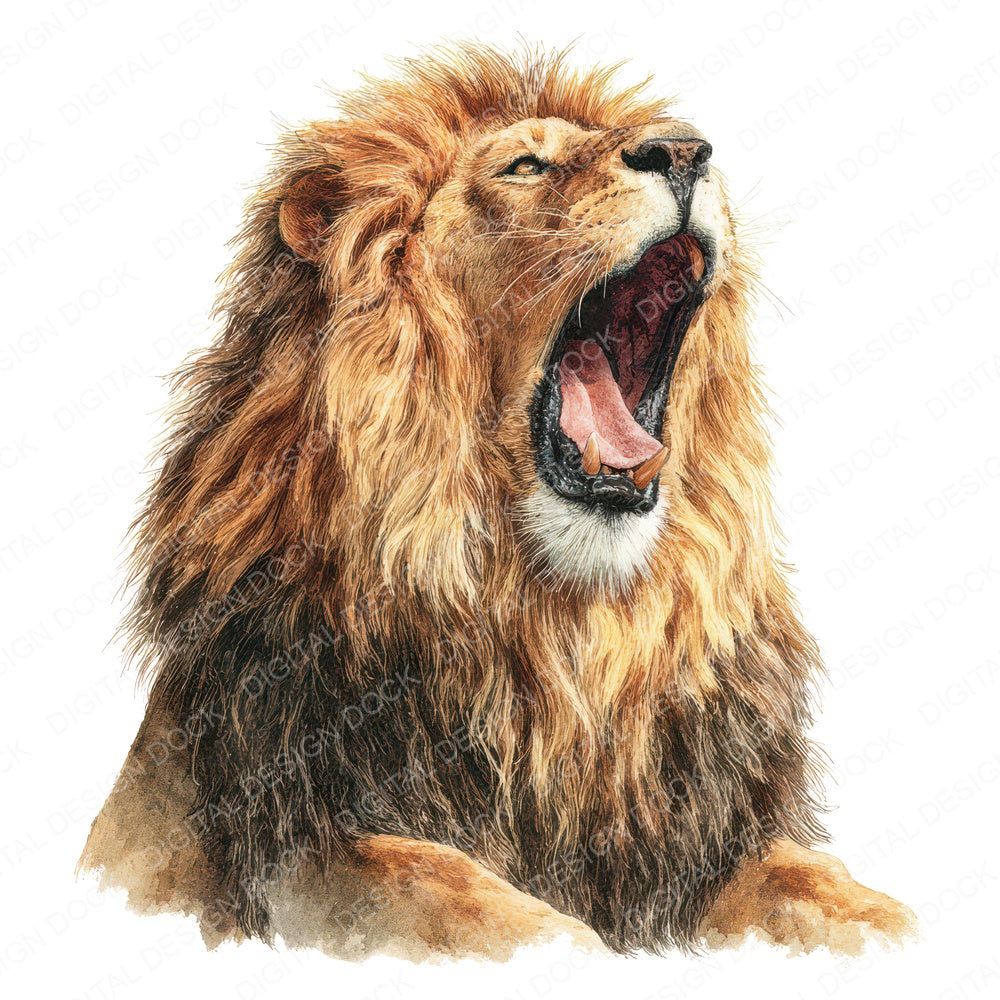 Realistic Lion Illustration fussy cut sheet in A4 format showing all 12 designs on one printable page