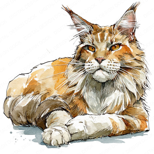 Realistic Maine Coon Cat Clipart Set (DDD013699)