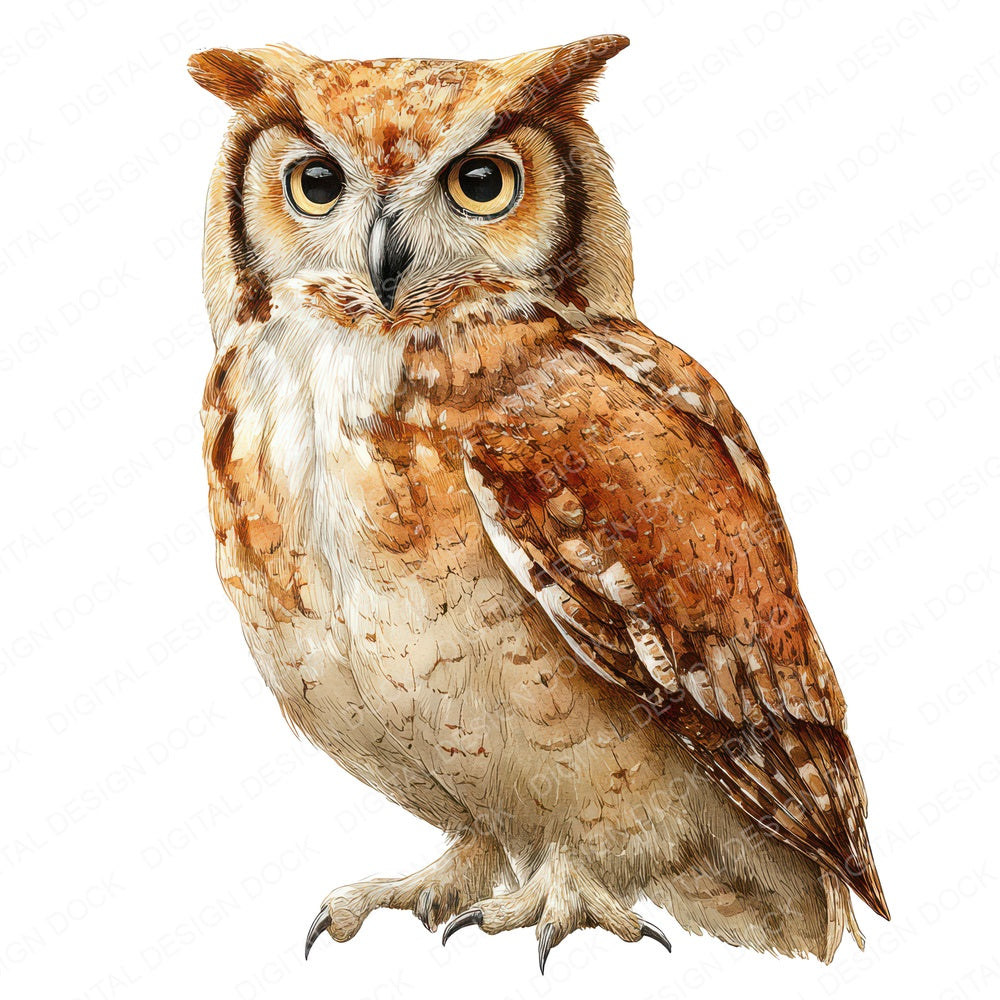 Realistic Owl Illustration fussy cut sheet in A4 format showing all 12 designs on one printable page