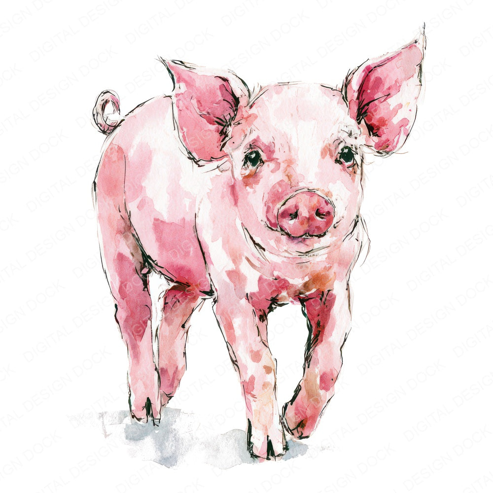 Realistic Piglet Clipart Set (DDD013736)