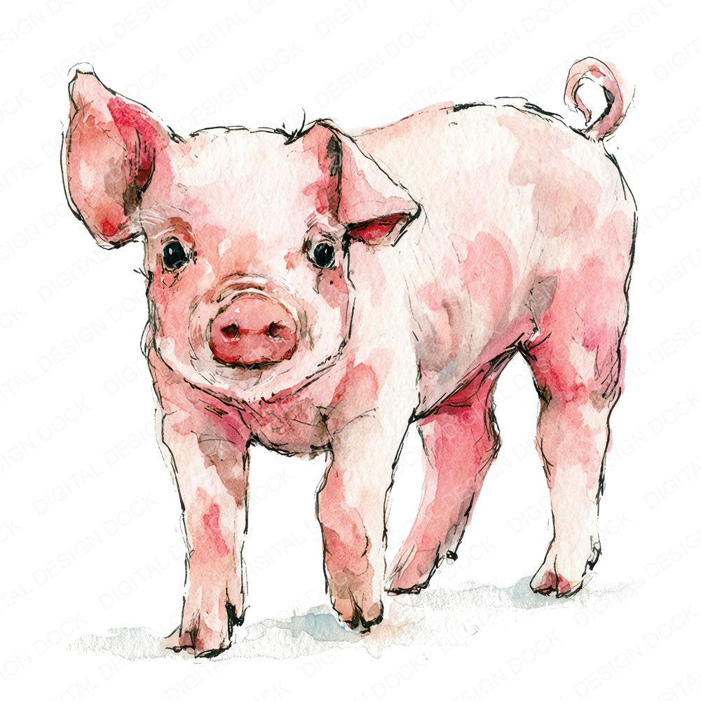 Realistic Piglet Clipart Set (DDD013736)