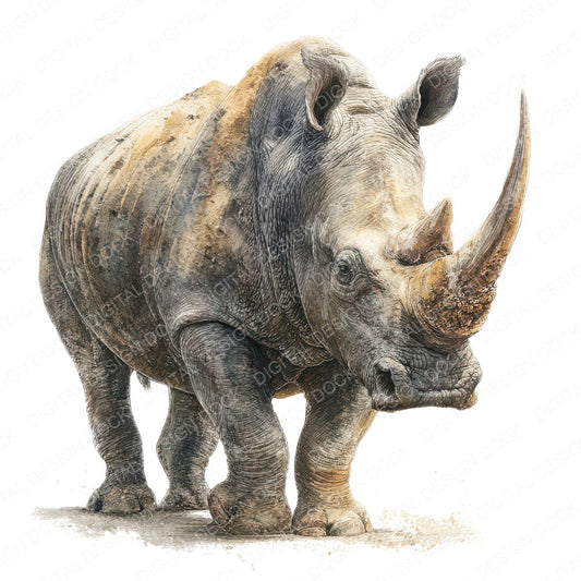 Realistic Rhino Illustration Clipart Set (DDD008862)