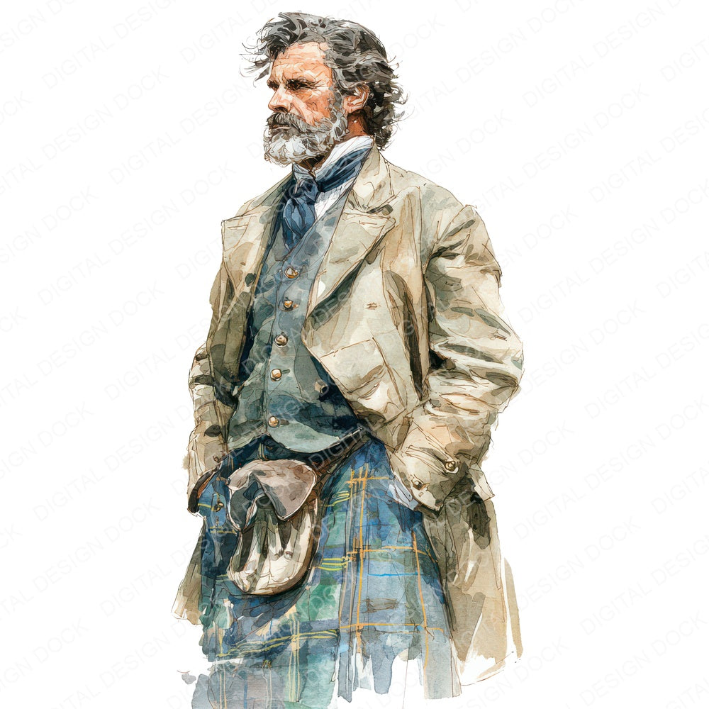 Realistic Scottish Man Illustration Clipart Set (DDD008863)