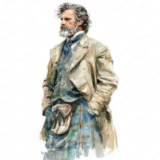 Realistic Scottish Man Illustration Clipart Set (DDD008863)