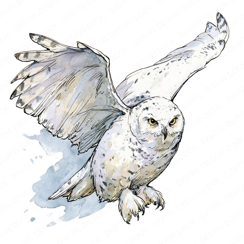 Realistic Snowy Owl Clipart Set (DDD013703)