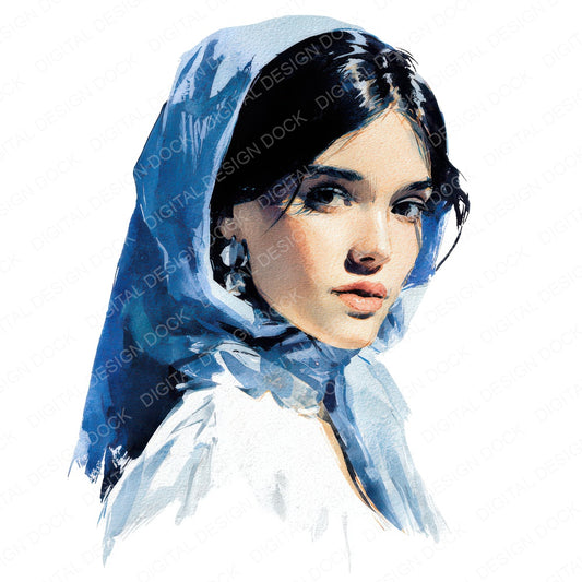 Realistic Spanish Woman Flamenco Dress Clipart Set (DDD012260)