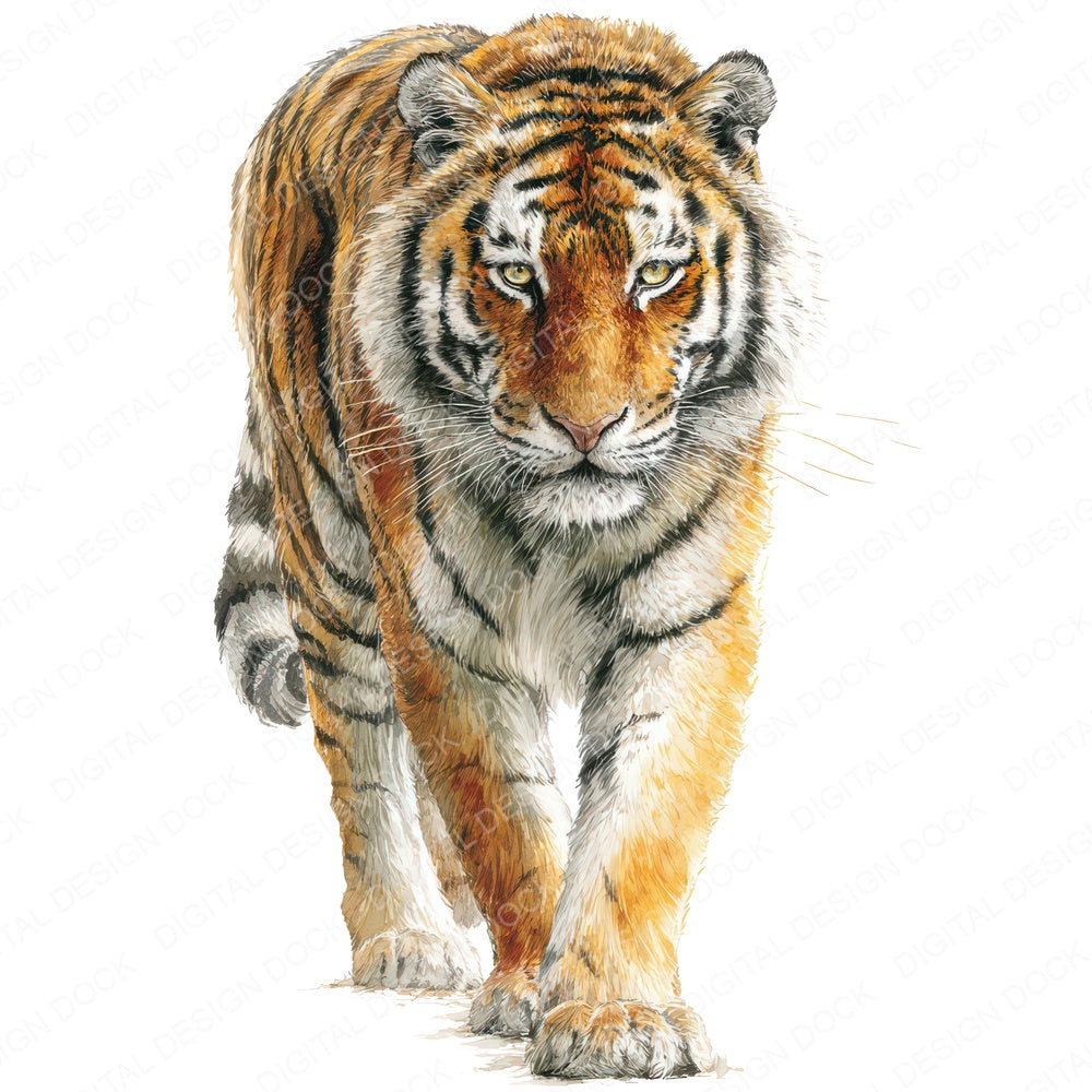 Realistic Tiger Illustration fussy cut sheet in A4 format showing all 12 designs on one printable page