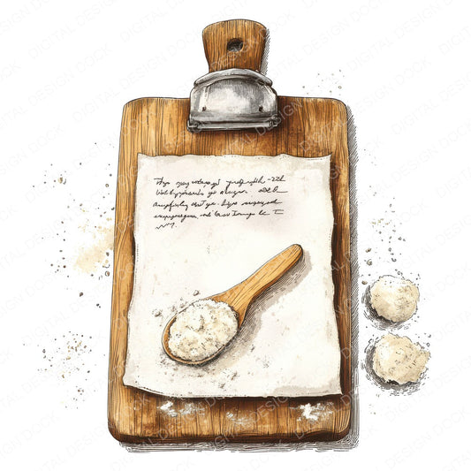 Recipe Clipboard with Flour fussy cut sheet in A4 format showing all 12 designs on one printable page